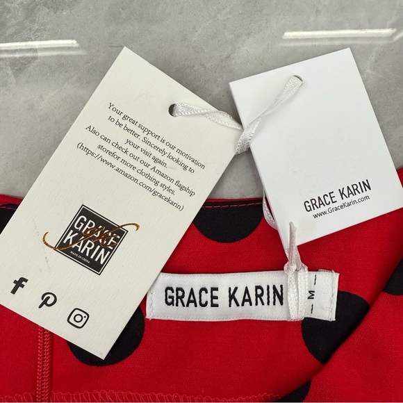 Women’s Grace Karin Retro Polka Dot Flare Sleeveless Dress With Belt Medium - Picture 13 of 16